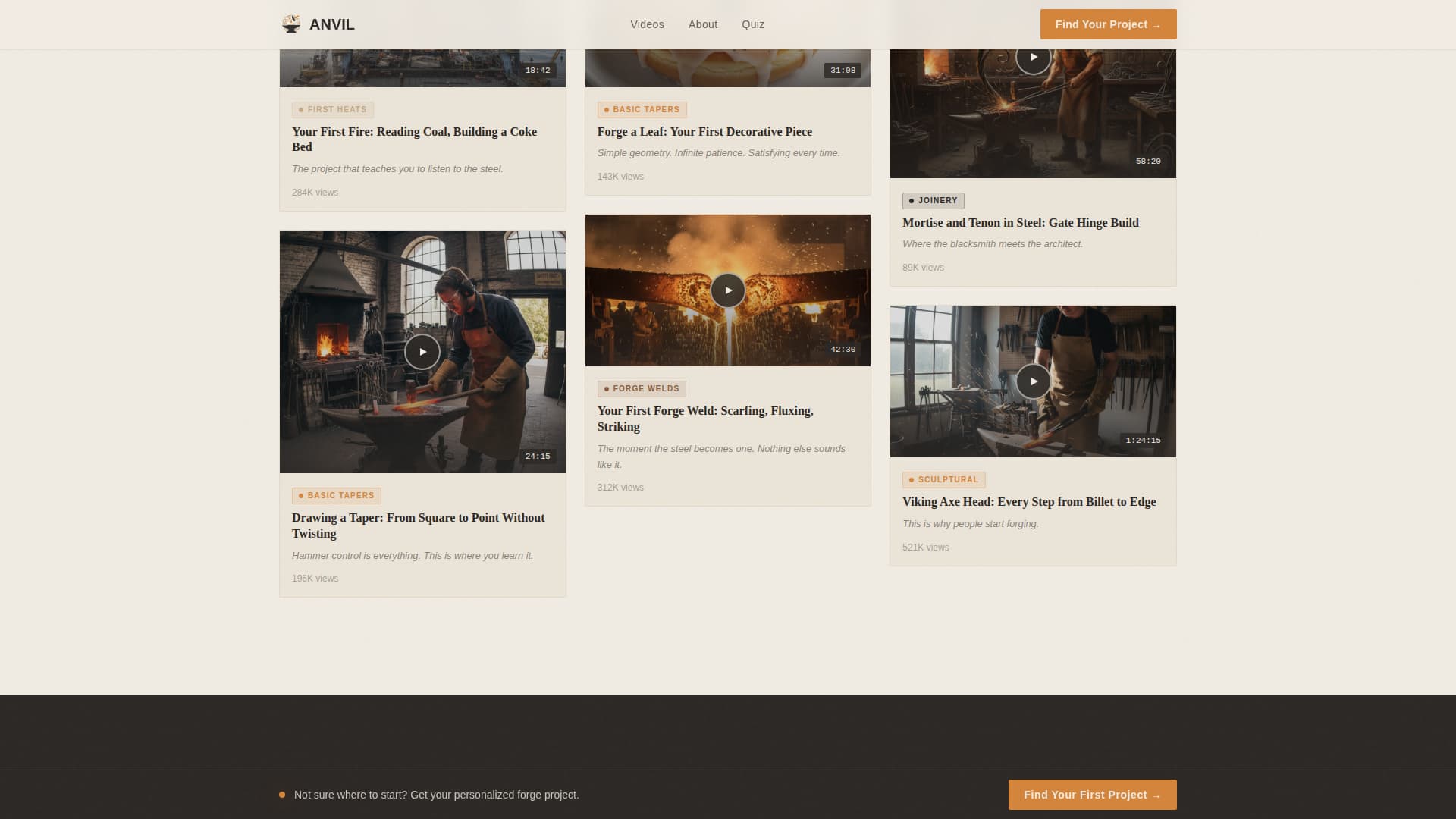 Anvil - Authoritative Blacksmithing Landing Page Template