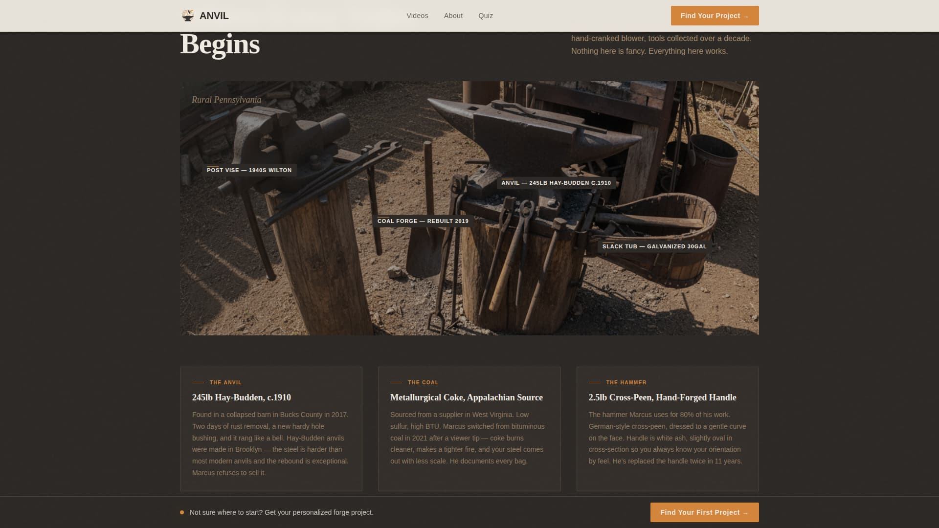 Anvil - Authoritative Blacksmithing Landing Page Template