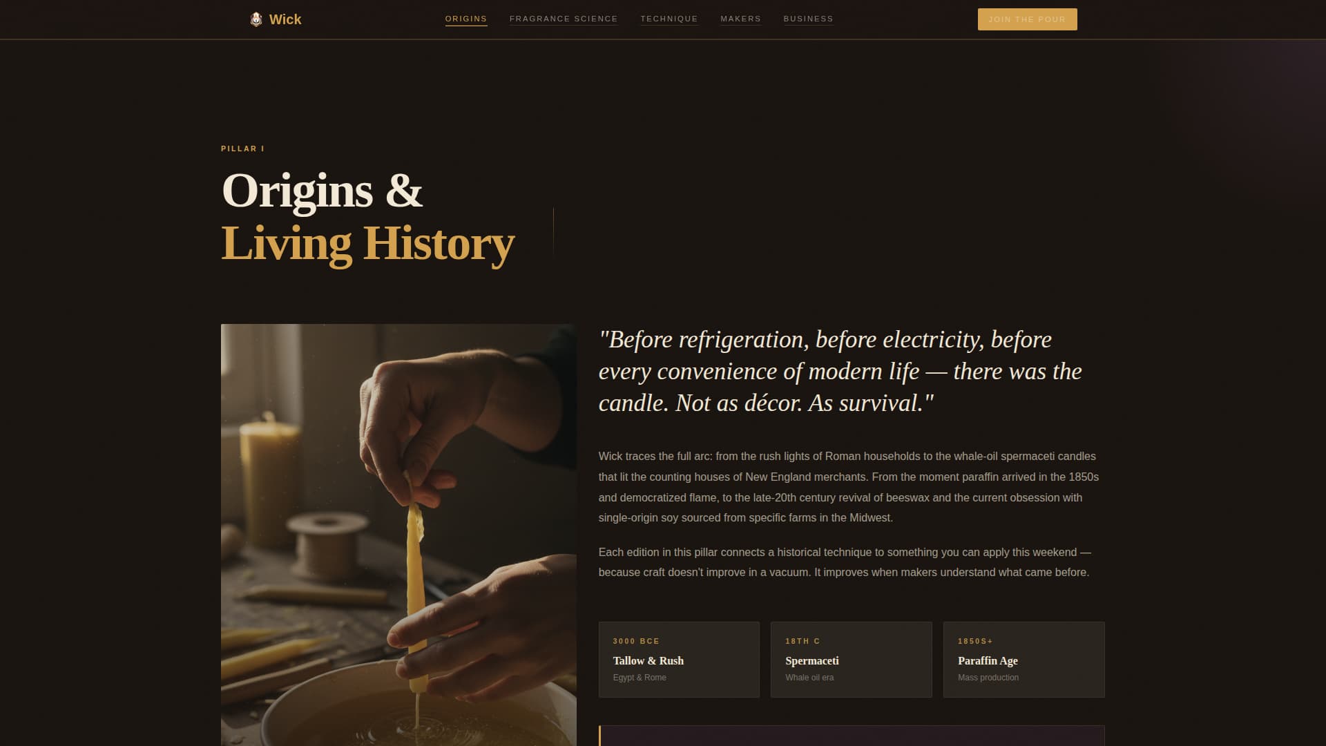 Wick - Timeless Candlemaking Landing Page Template
