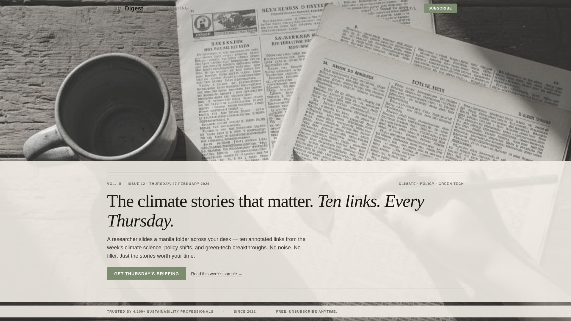 Climate & Sustainability Newsletter Advanced Blog Website Template