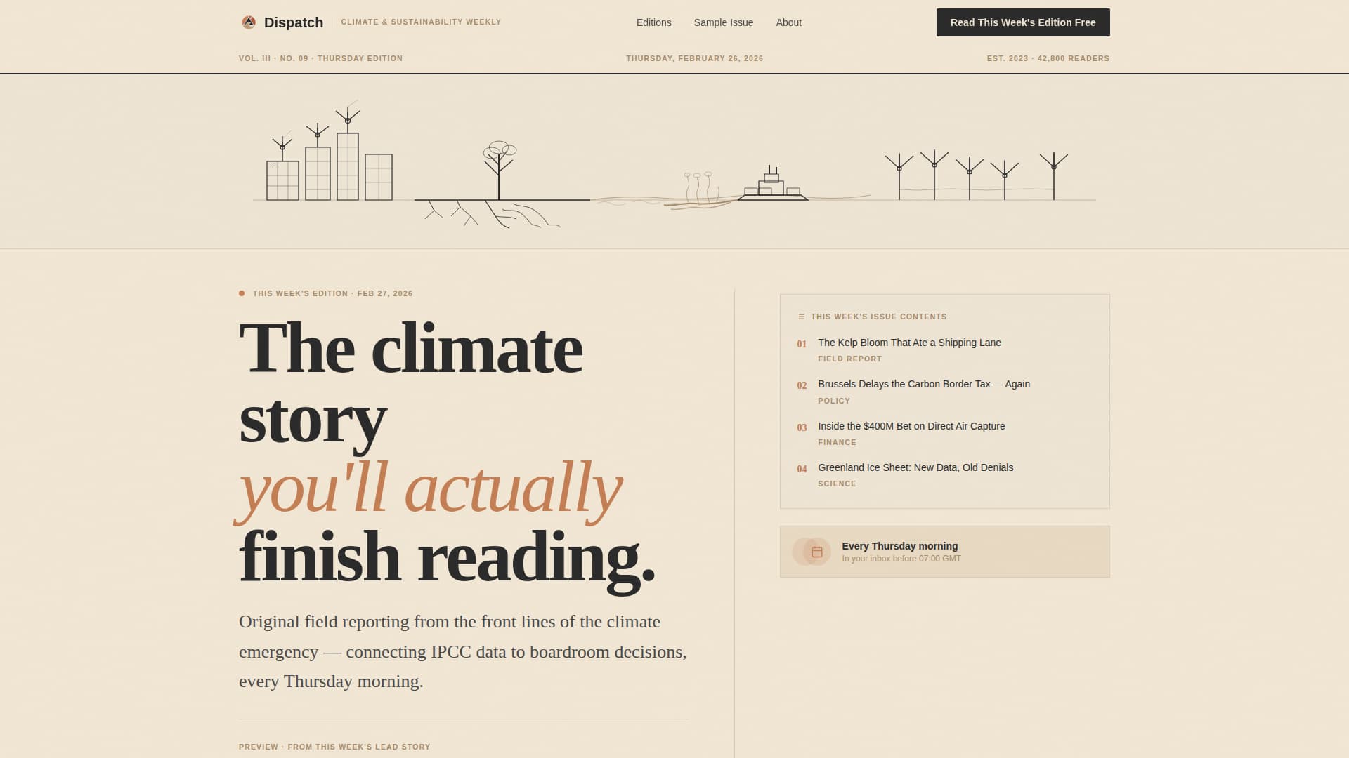 Climate & Sustainability Newsletter Specialist Blog Website Template