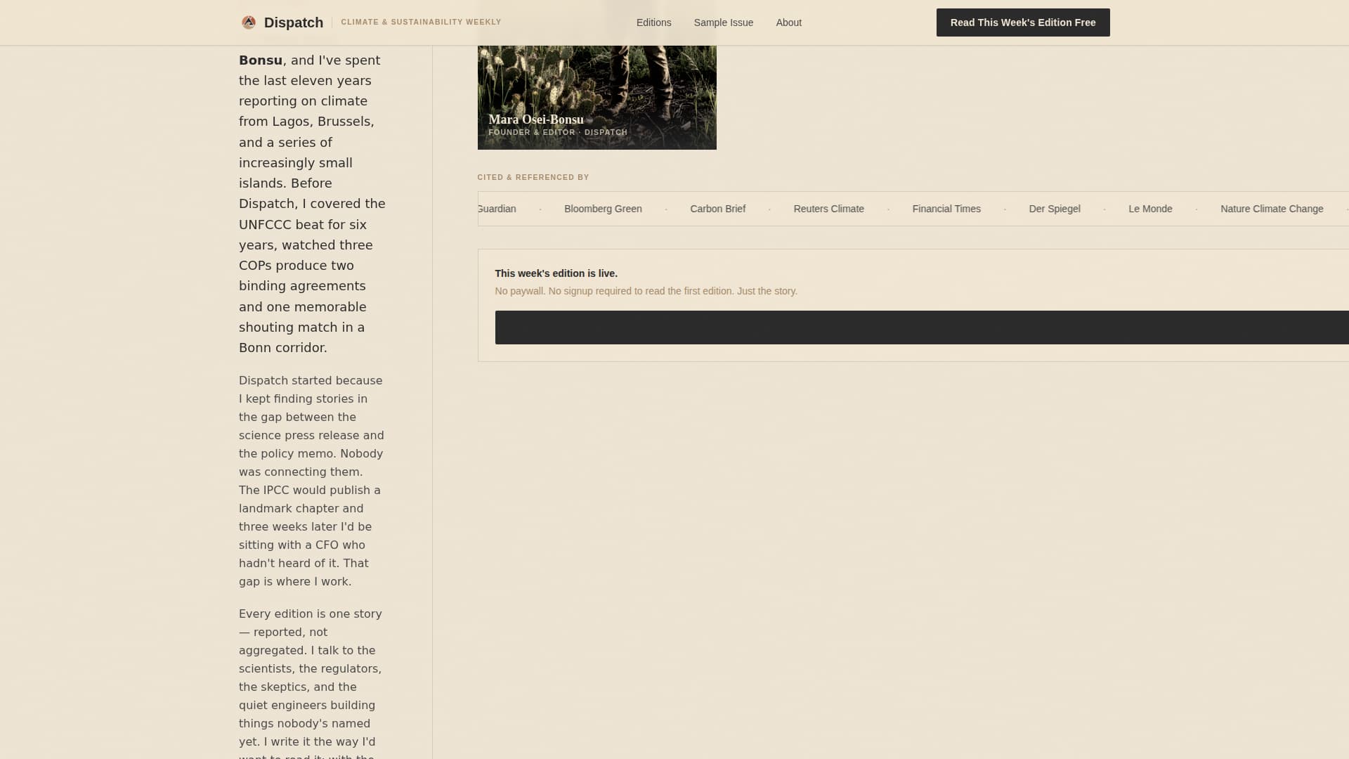 Climate & Sustainability Newsletter Specialist Blog Website Template