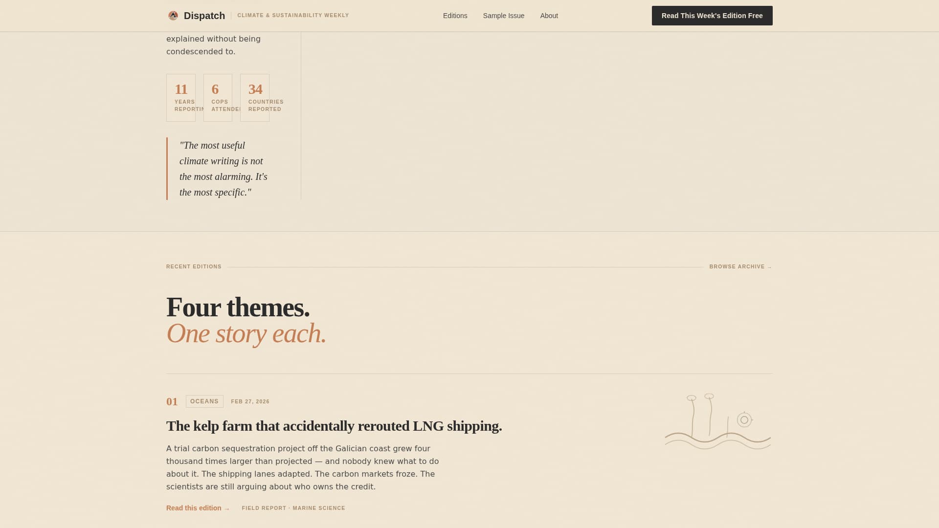 Climate & Sustainability Newsletter Specialist Blog Website Template