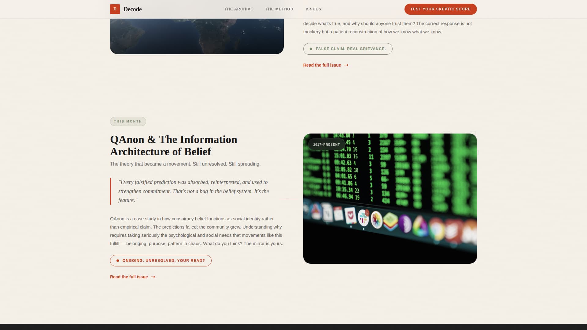 Conspiracy Theory Analysis Content Blog Website Template
