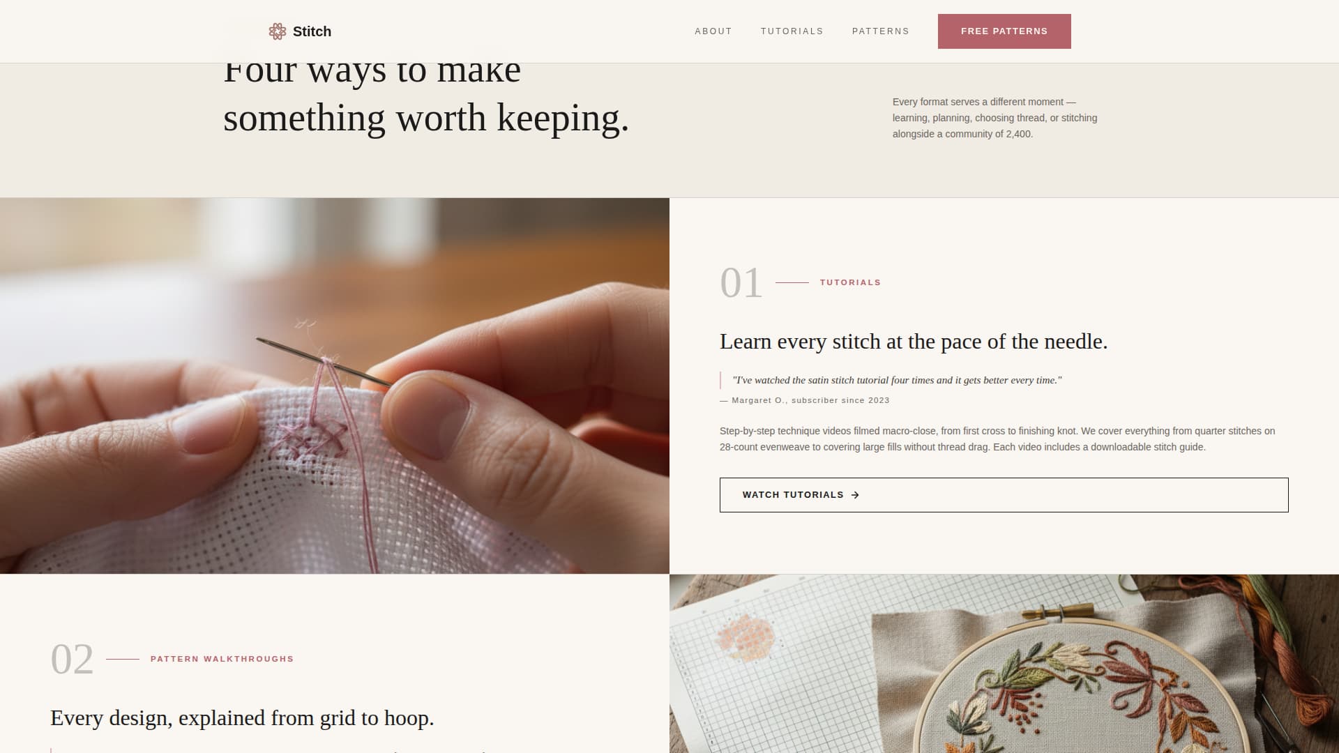Cross-Stitch & Embroidery Content Reviews Website Template