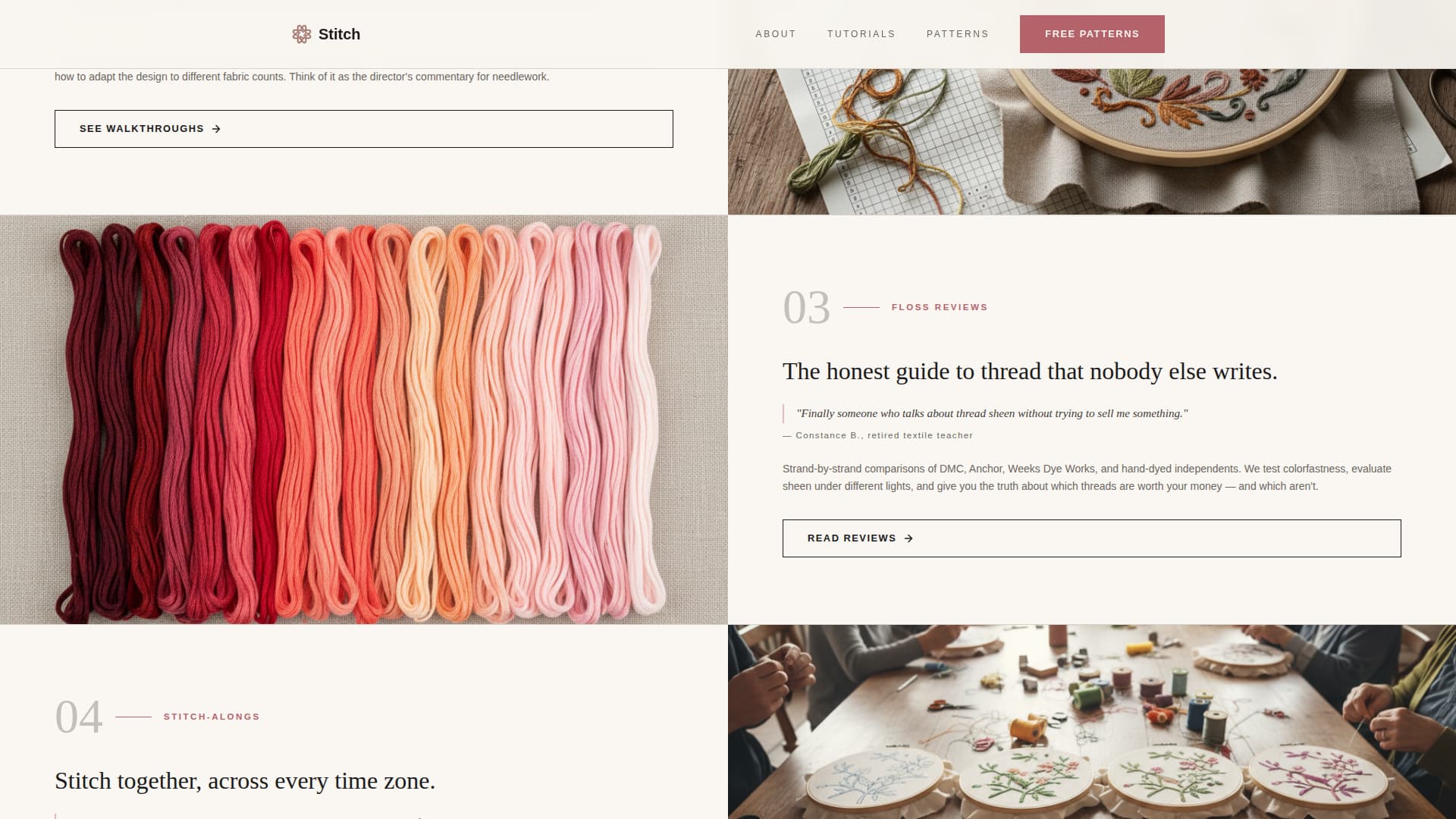 Cross-Stitch & Embroidery Content Reviews Website Template