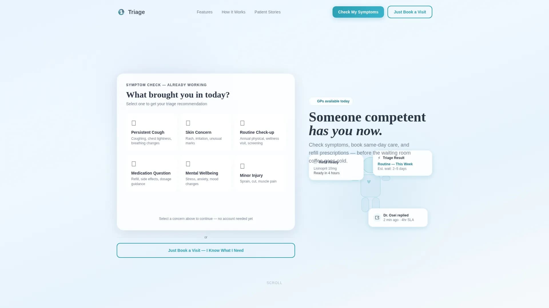 Triage - Patient Portal Landing Page Template