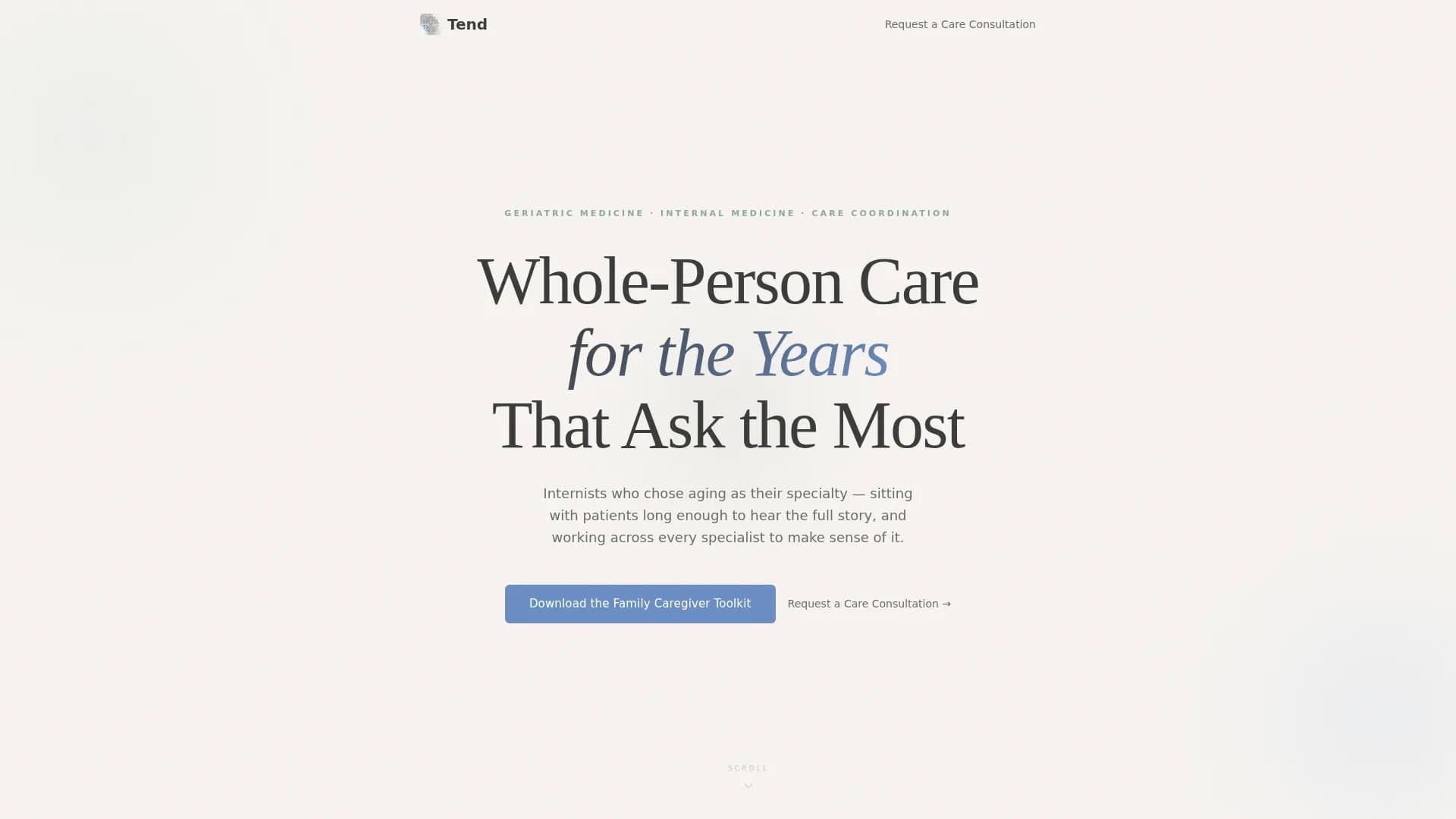 Tend - Geriatrics Clinic Landing Page Template