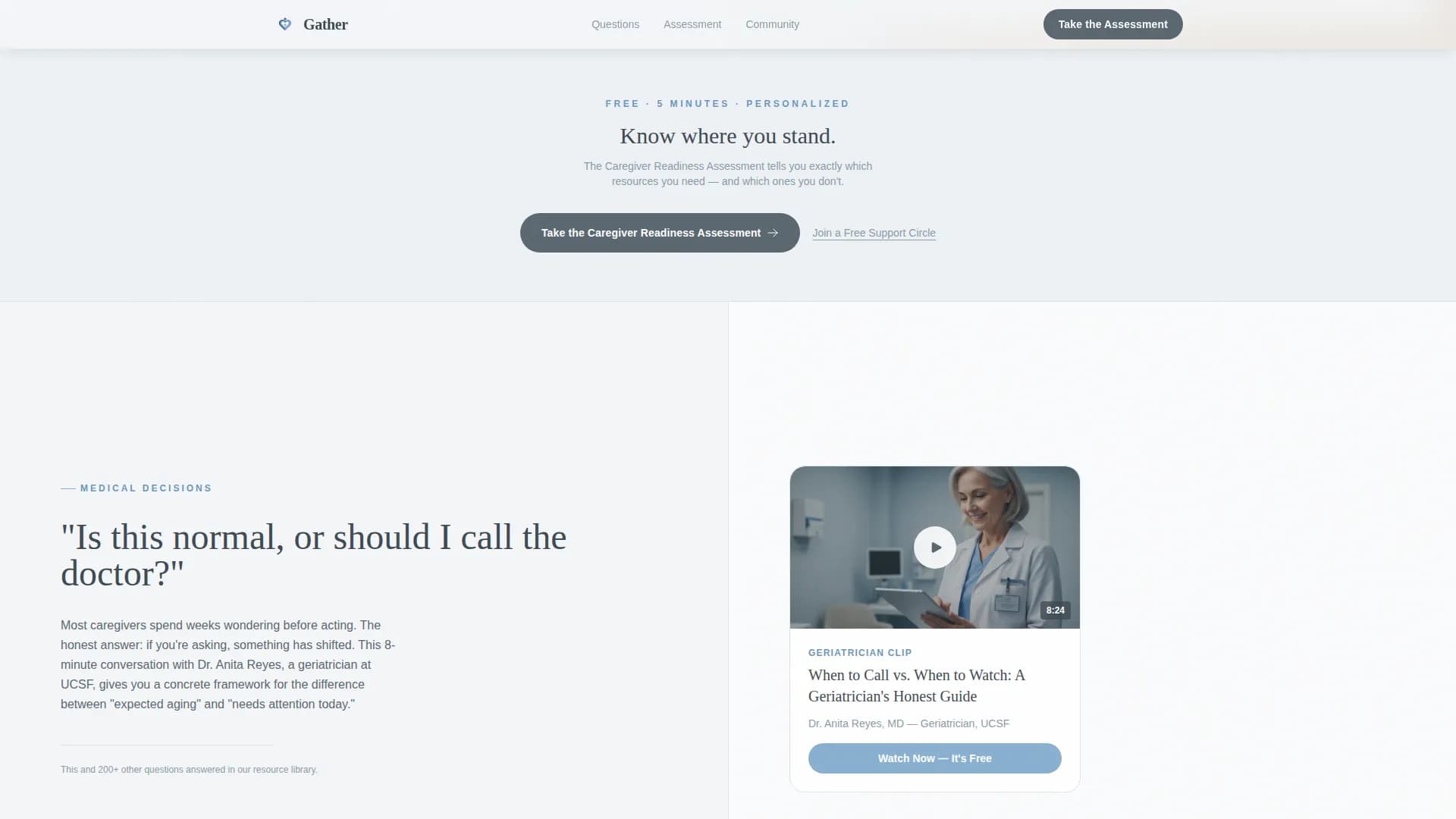 Gather - Support Community Landing Page Template