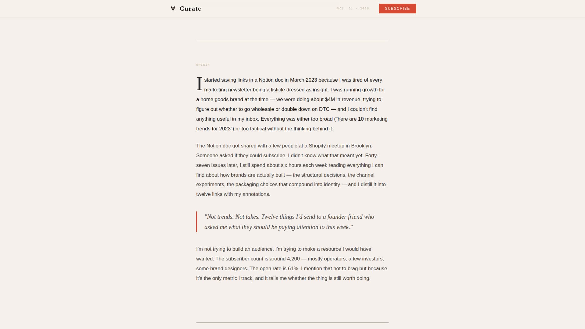 Curate - Editorial D2C Landing Page Template