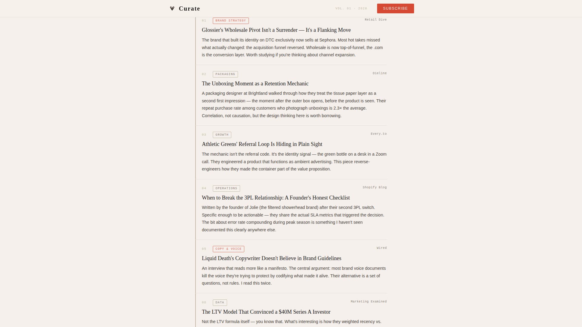 Curate - Editorial D2C Landing Page Template