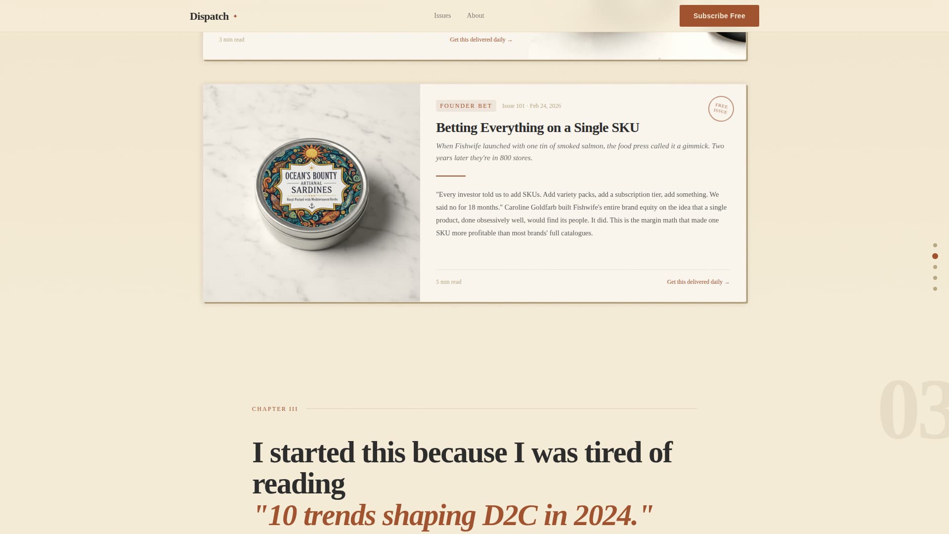D2C & Brand Newsletter Booking Website Template