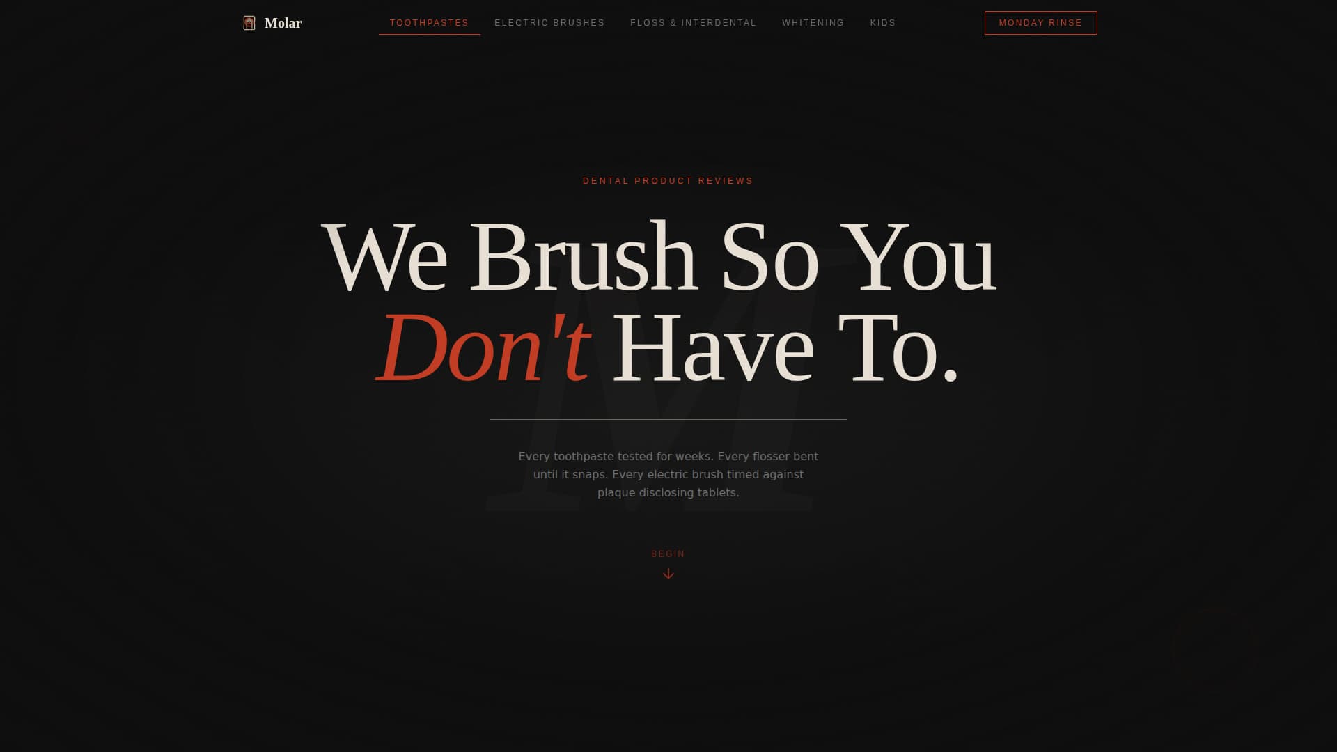 Molar - Cinematic Dental Landing Page Template