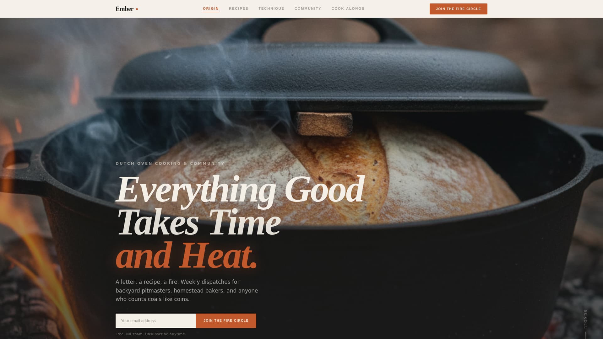 Ember - Rustic Dutchoven Landing Page Template