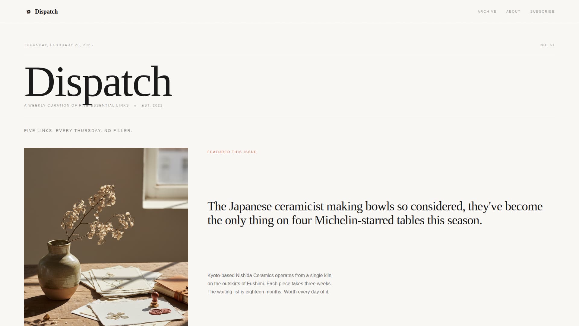 Dispatch - Curated Ecommerce Landing Page Template