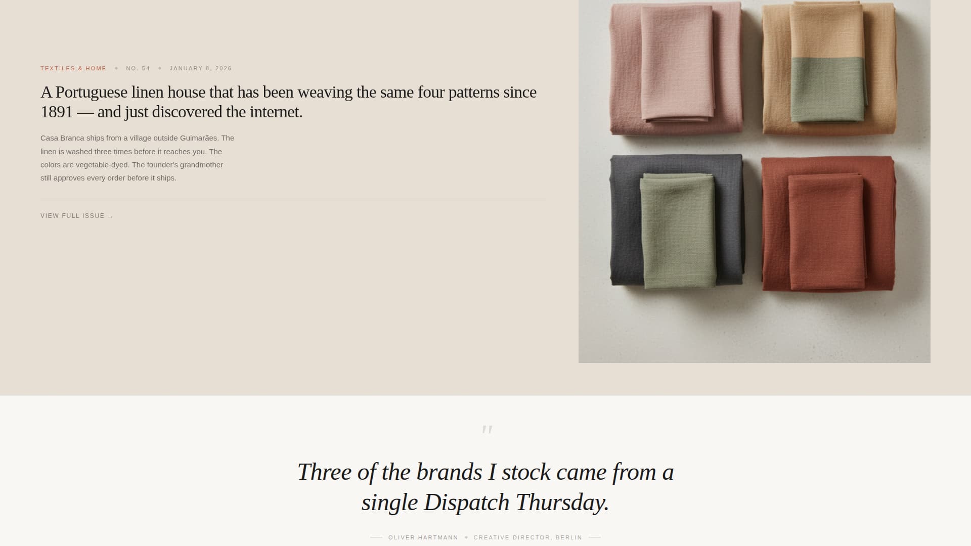 Dispatch - Curated Ecommerce Landing Page Template
