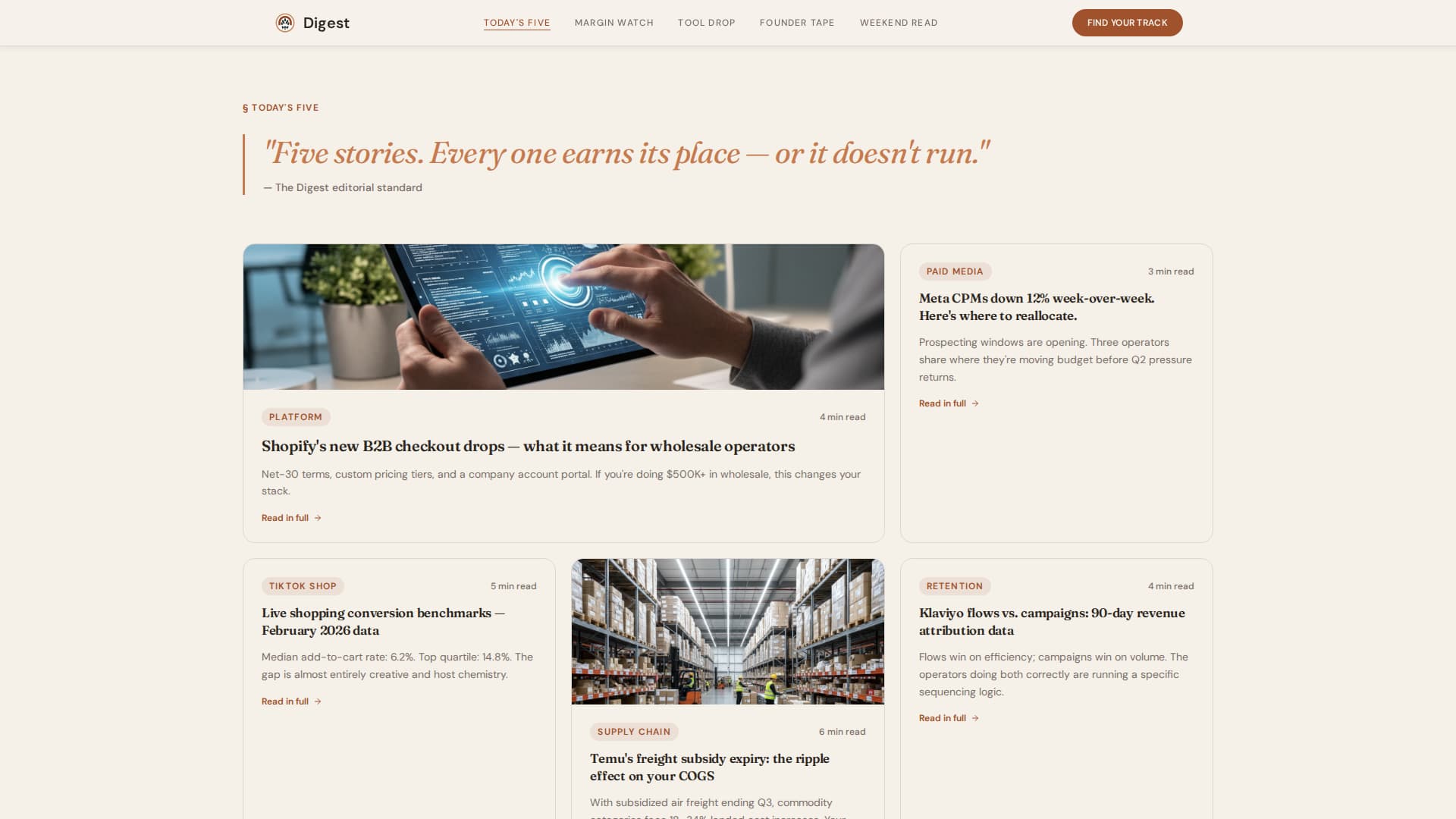 Digest - Curated E-Commerce Landing Page Template