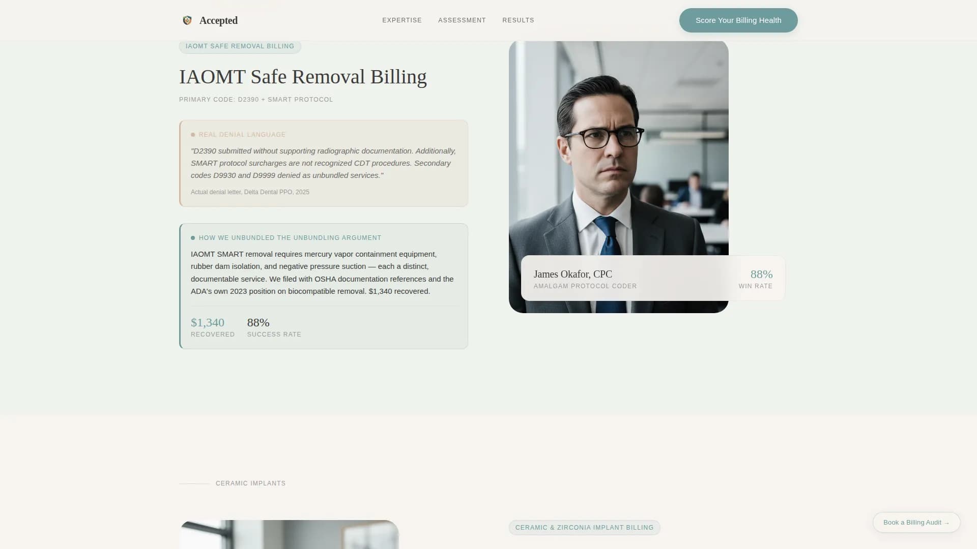 Harmony - Dental Billing Landing page Template