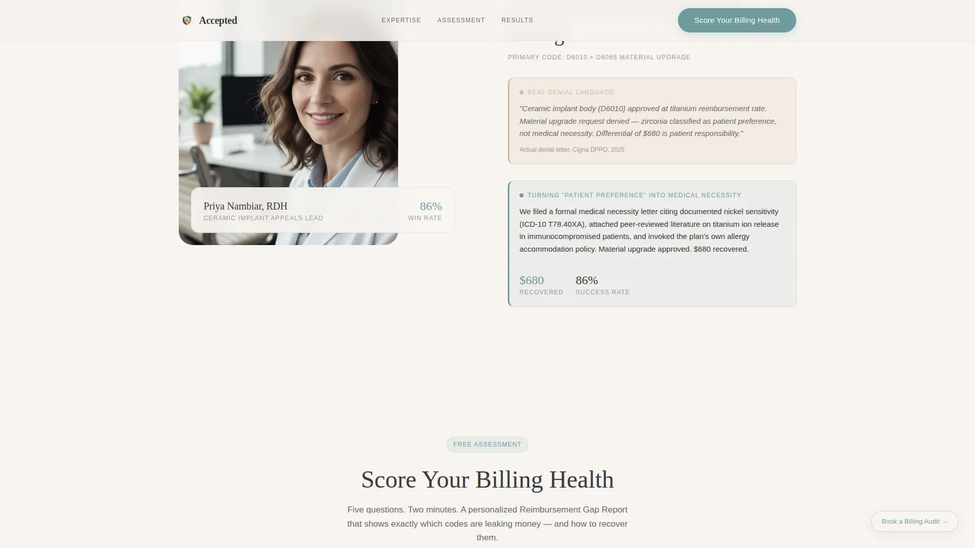 Harmony - Dental Billing Landing page Template