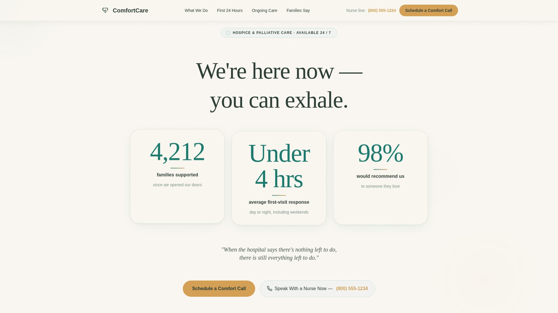 Passage - Compassionate Hospice Landing Page Template