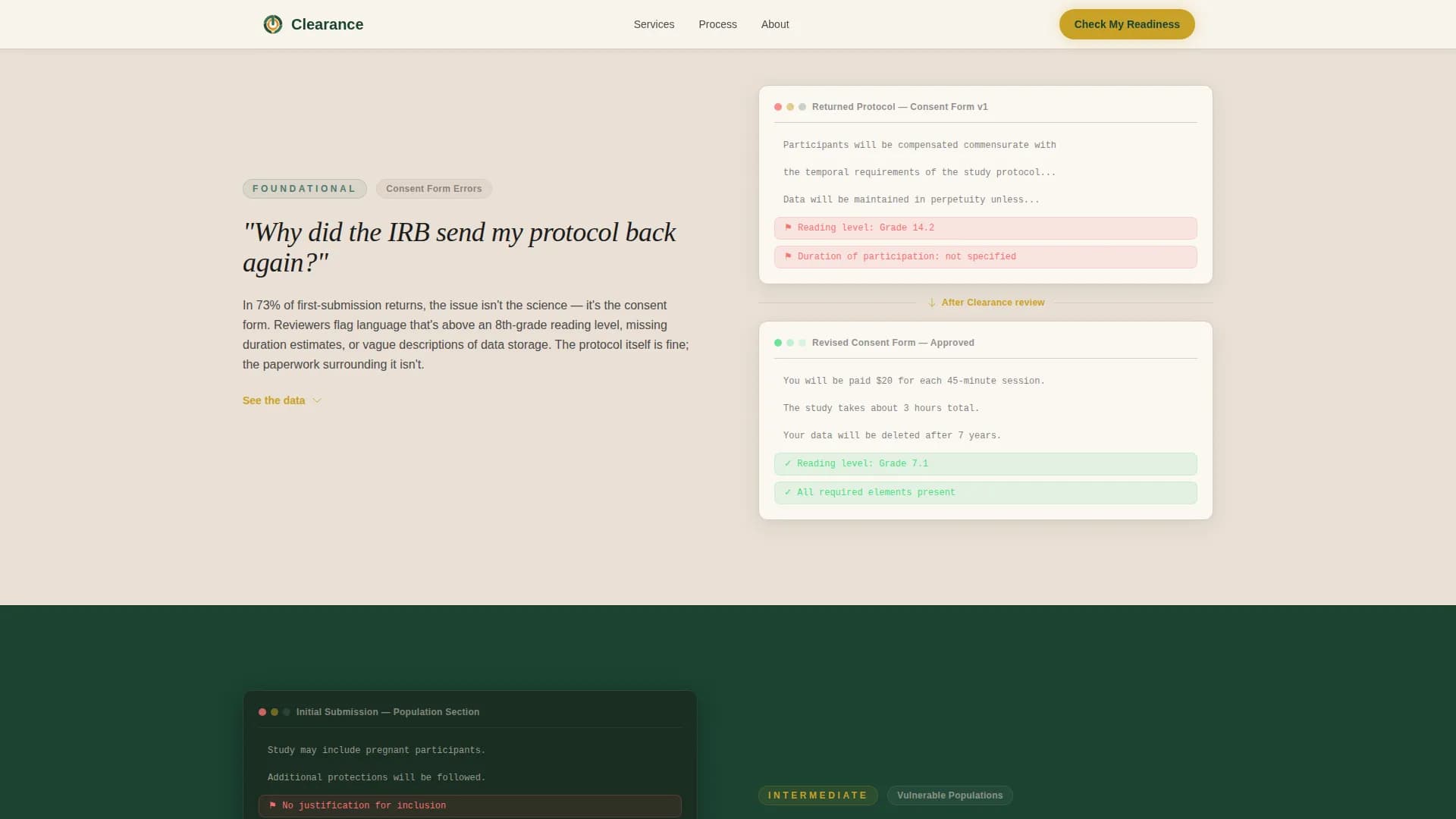 Clearance - IRB Services Landing Page Template