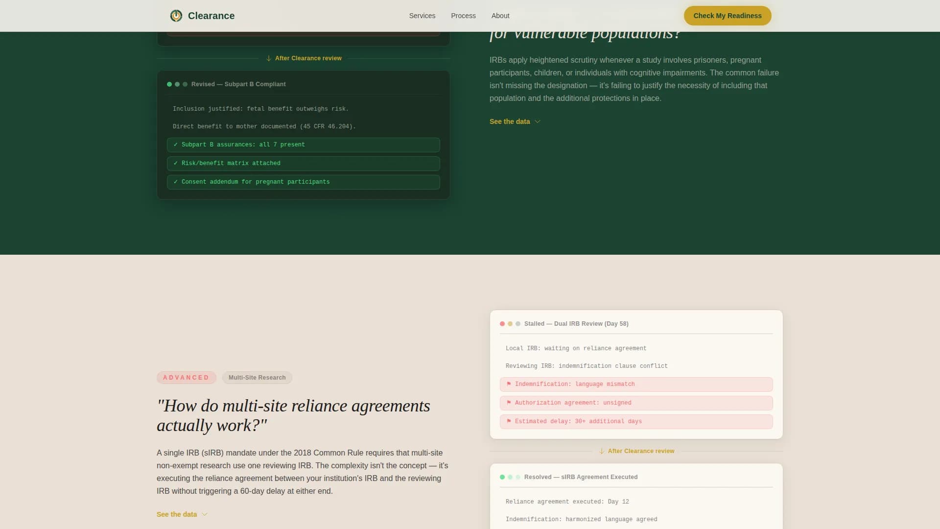 Clearance - IRB Services Landing Page Template