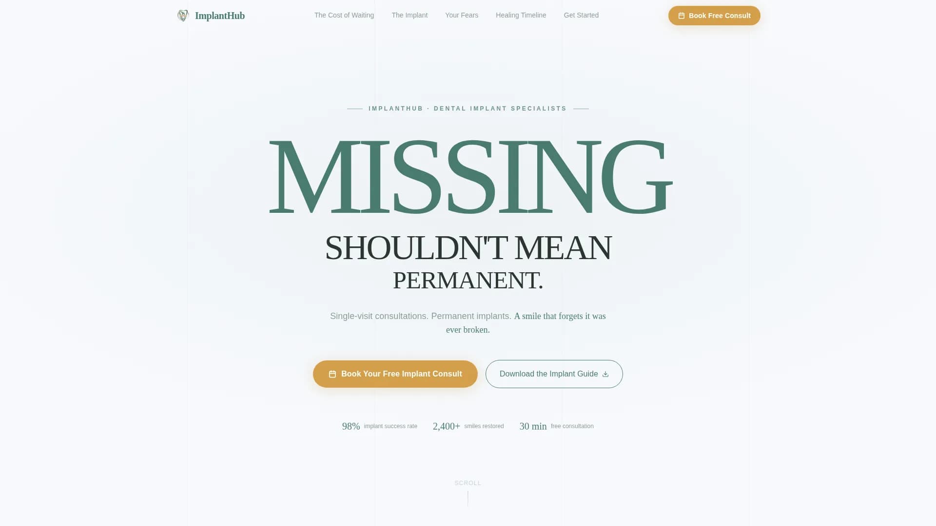Implant - Consultation Booking Landing Page Template