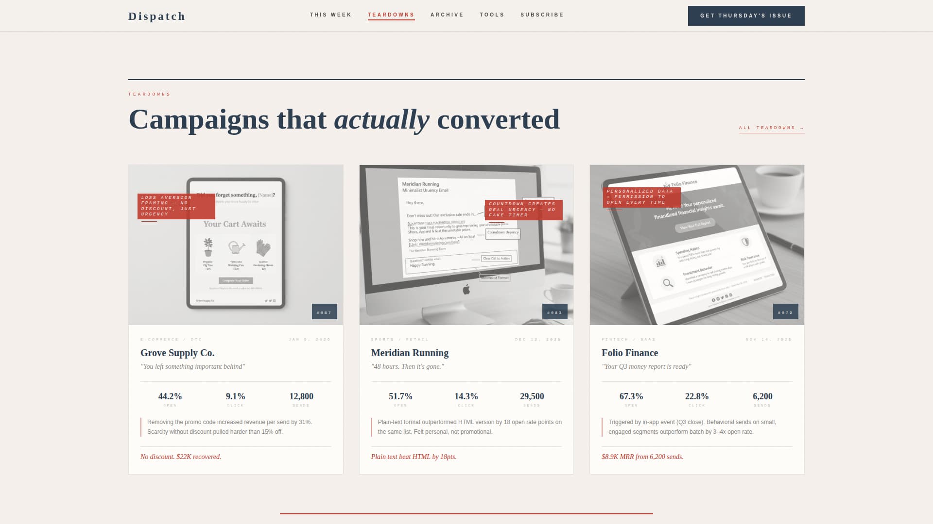 Dispatch — Proven Tech Newsletter Landing Page Template