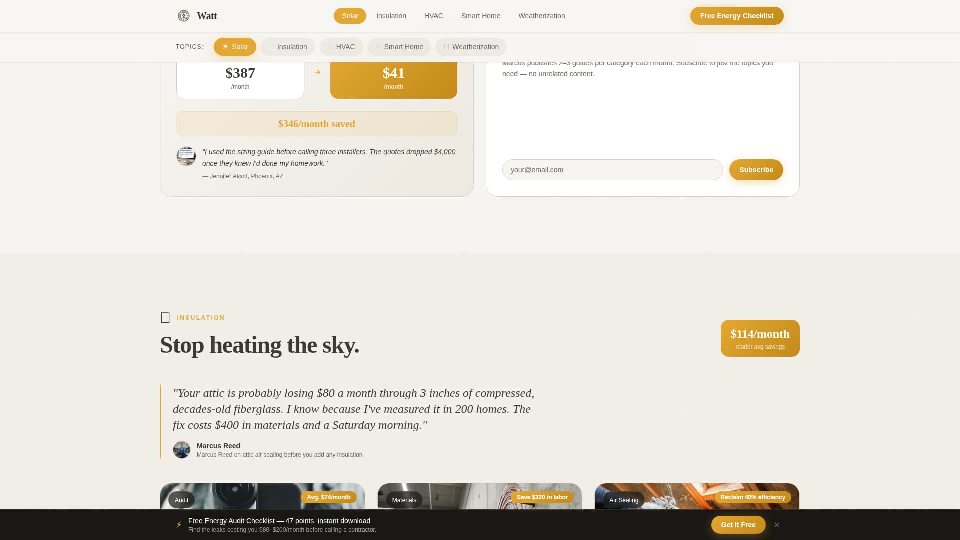 Watt - Actionable Energysavings Landing Page Template