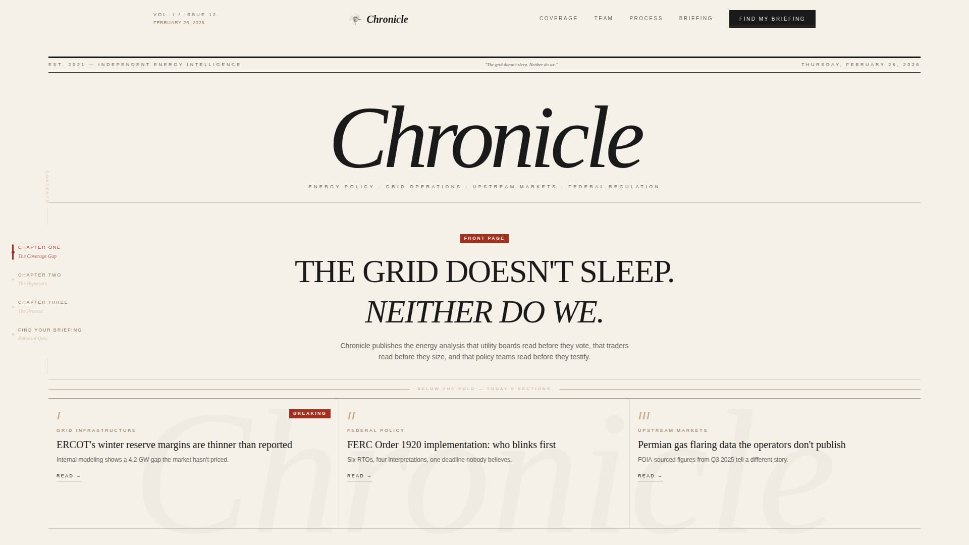 Chronicle - Authoritative Energynews Landing Page Template