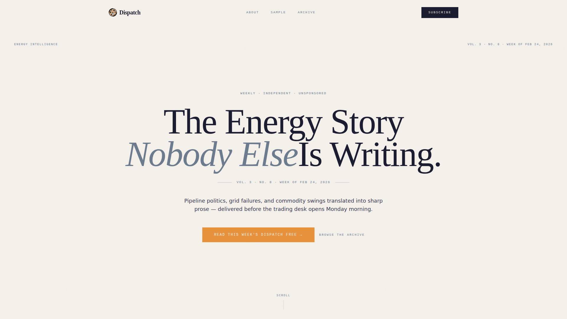 Dispatch — Trusted Renewable Energy Landing Page Template