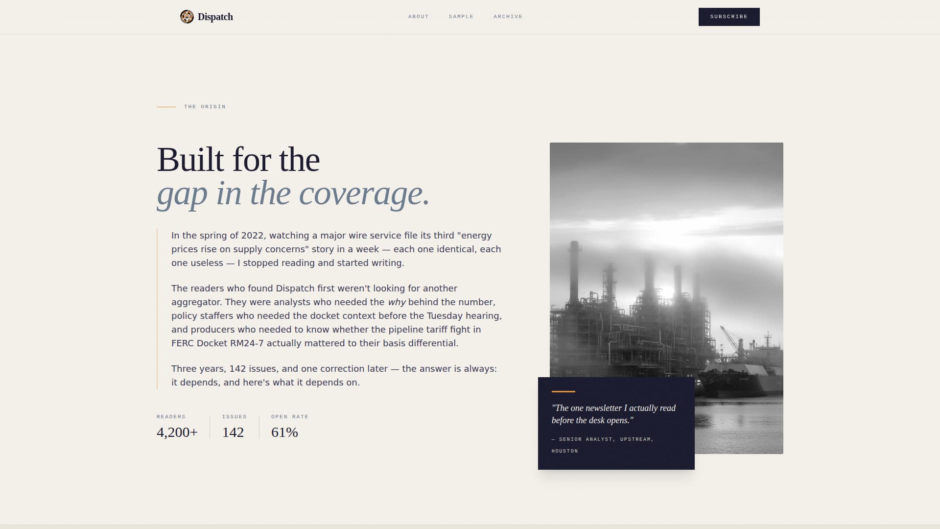 Dispatch — Trusted Renewable Energy Landing Page Template