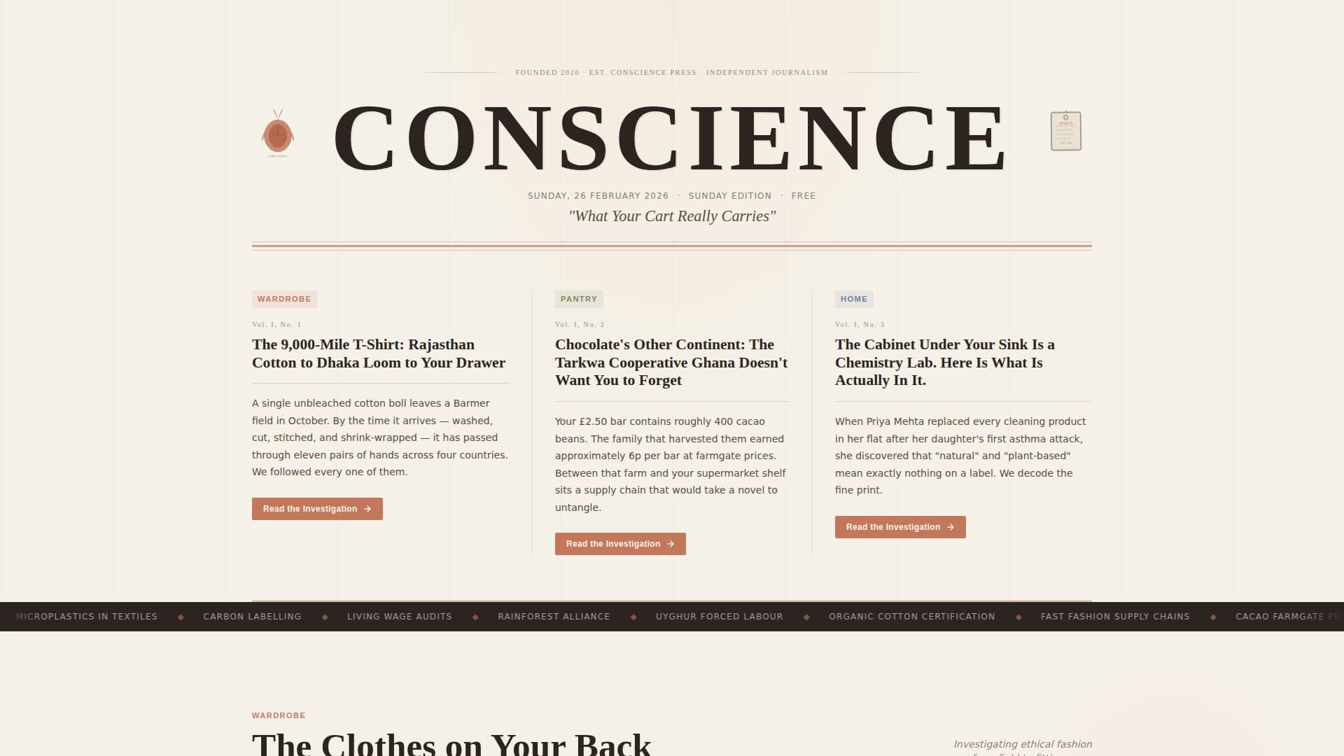 Conscience - Investigative Ethics Landing Page Template