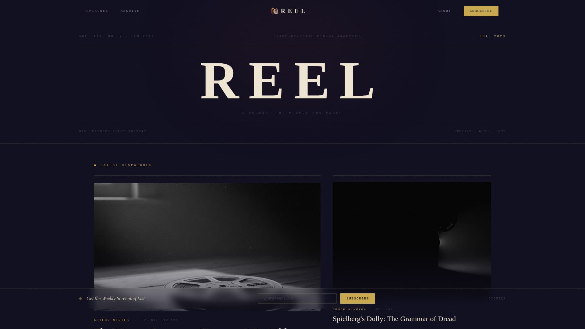 Reel — Professional Film Analysis Landing Page Template