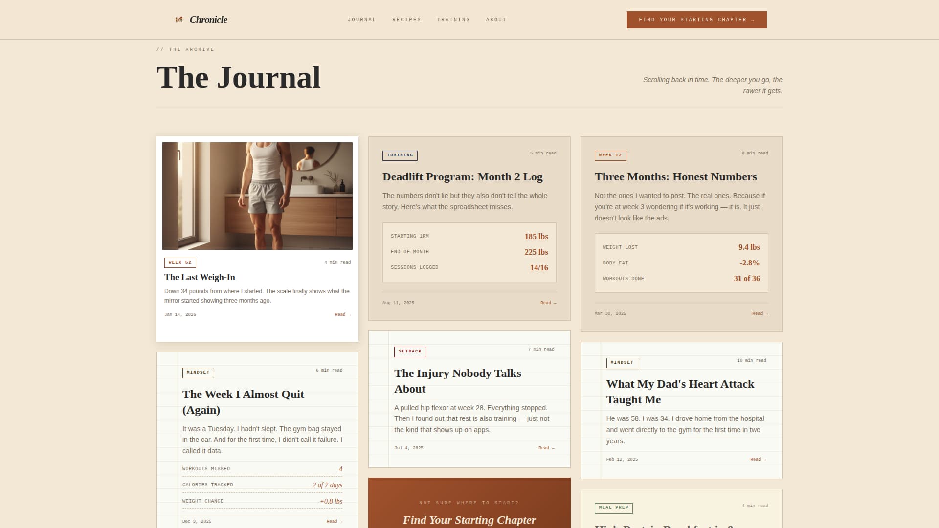 Chronicle - Authentic Fitness Journey Landing Page Template