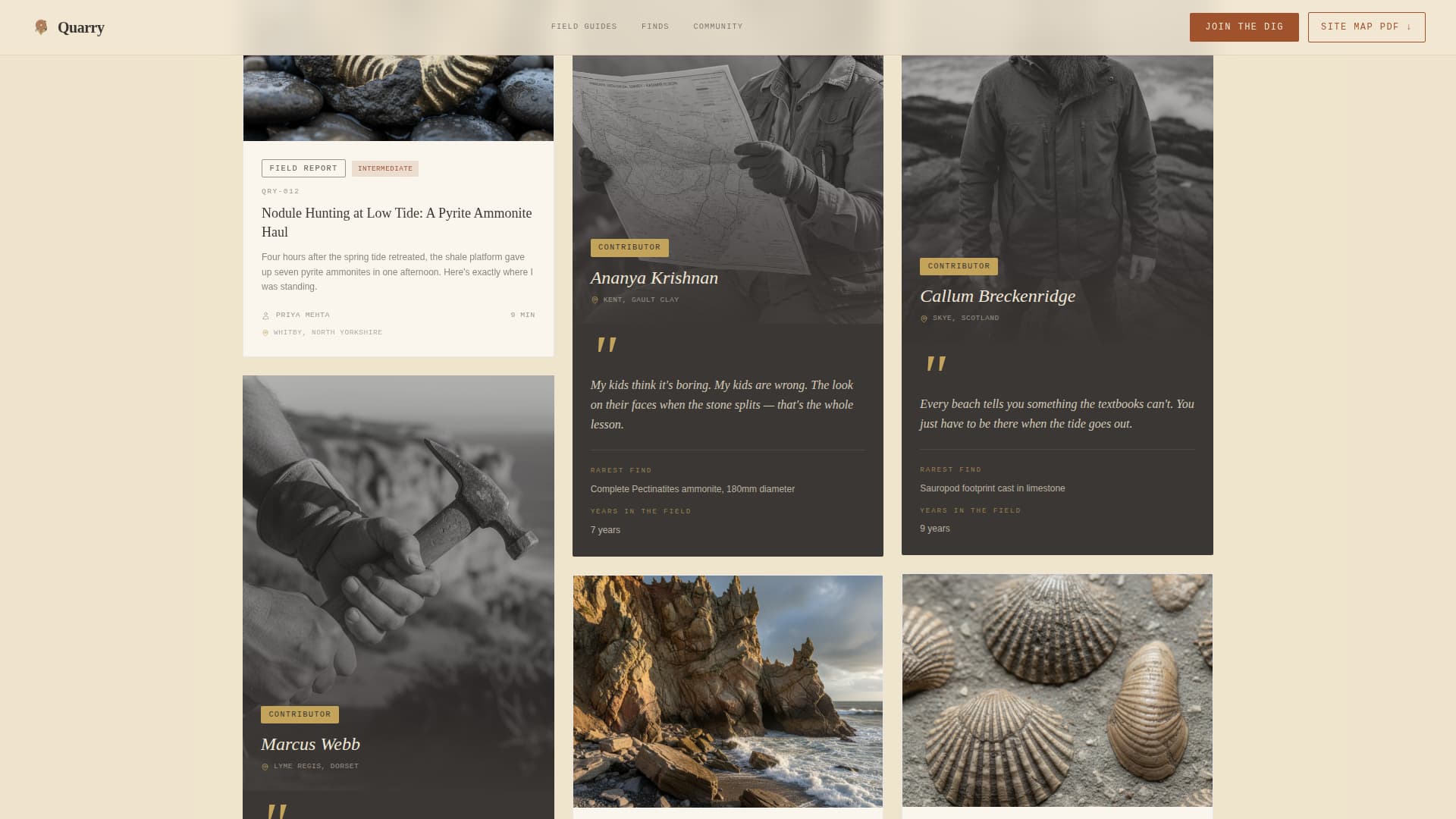 Quarry - Captivating Fossil Hunting Landing Page Template
