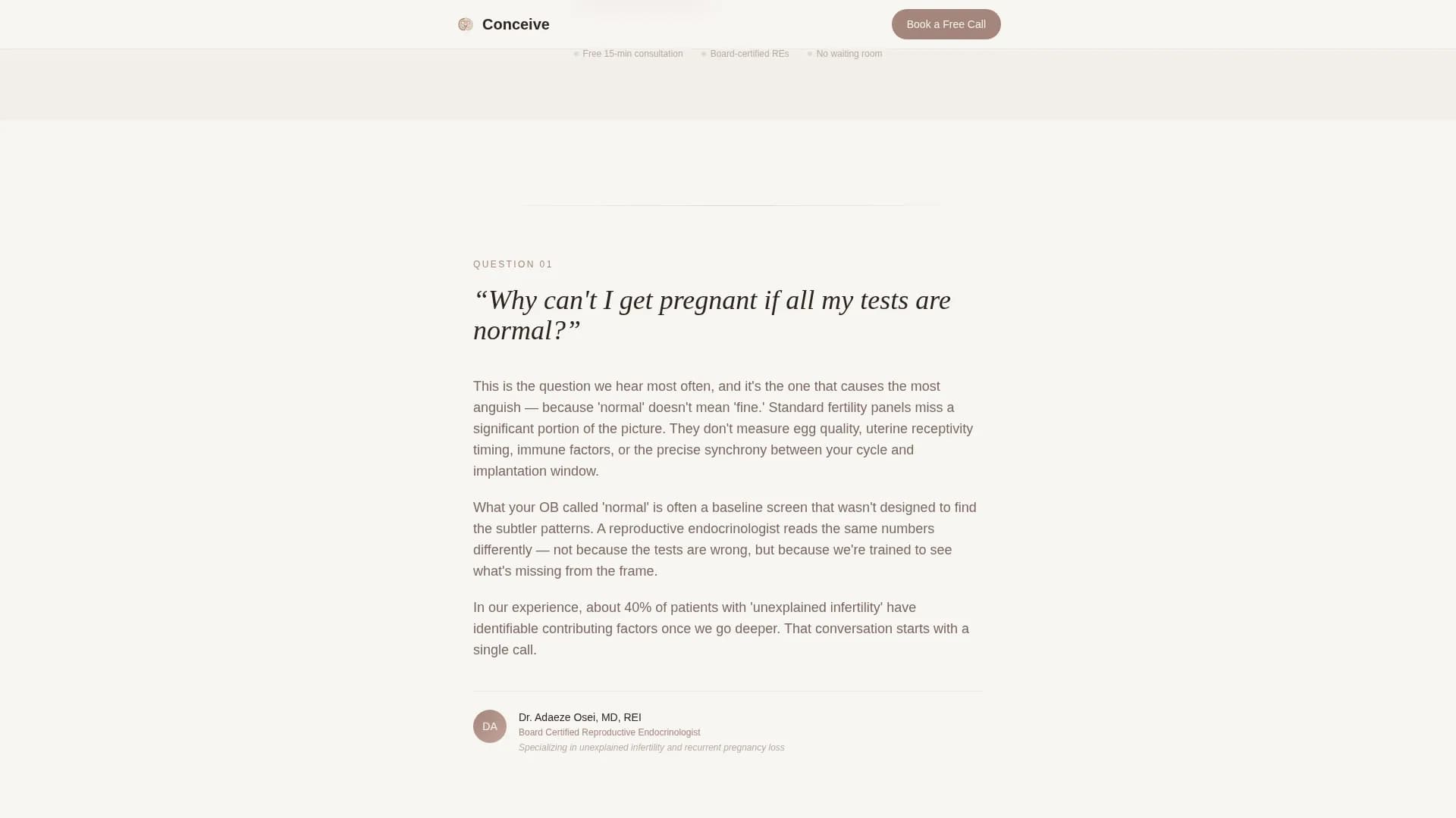 Infertility Care Booking Website Template