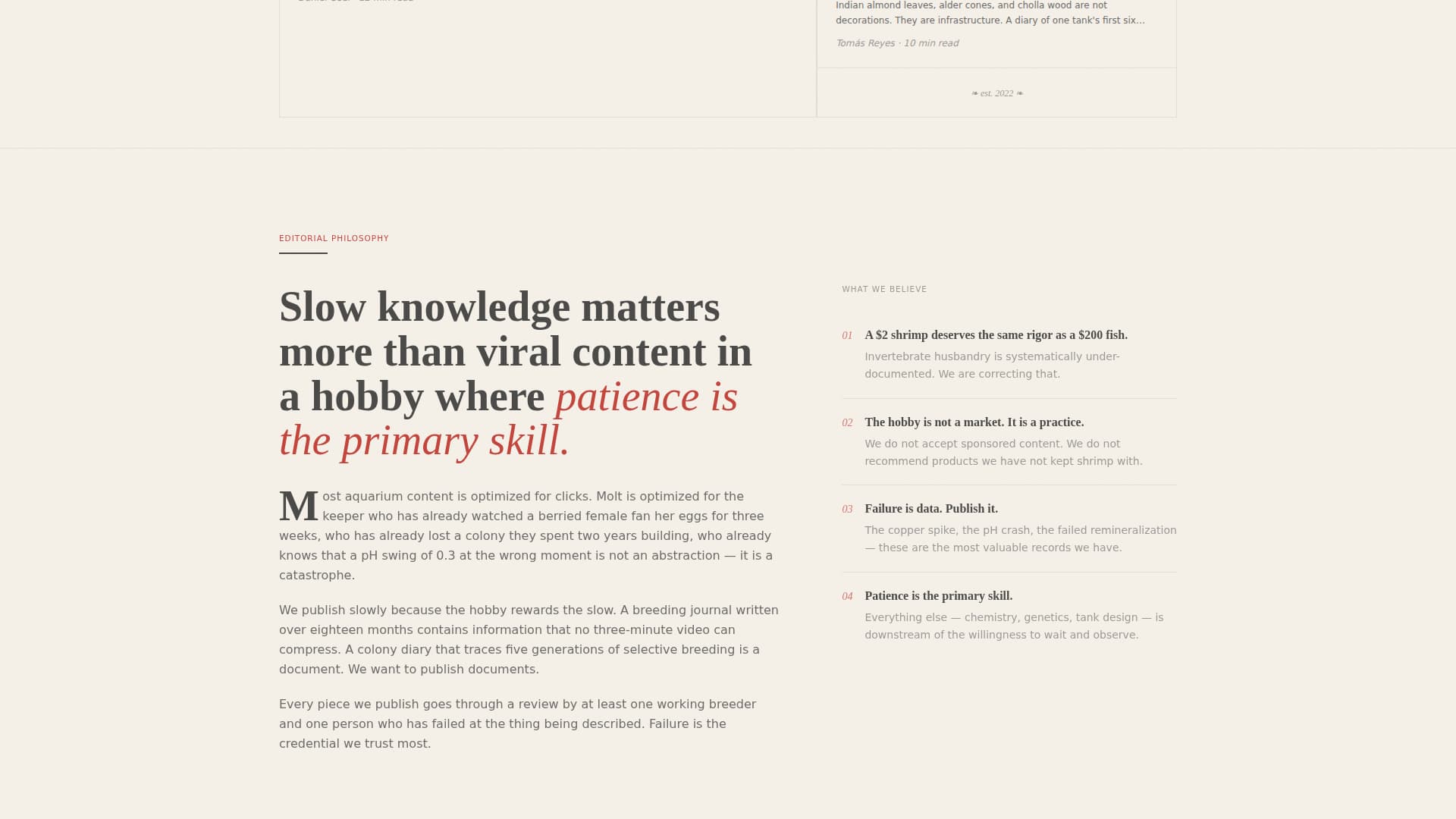 Molt - Obsessive Shrimp Keeping Landing Page Template