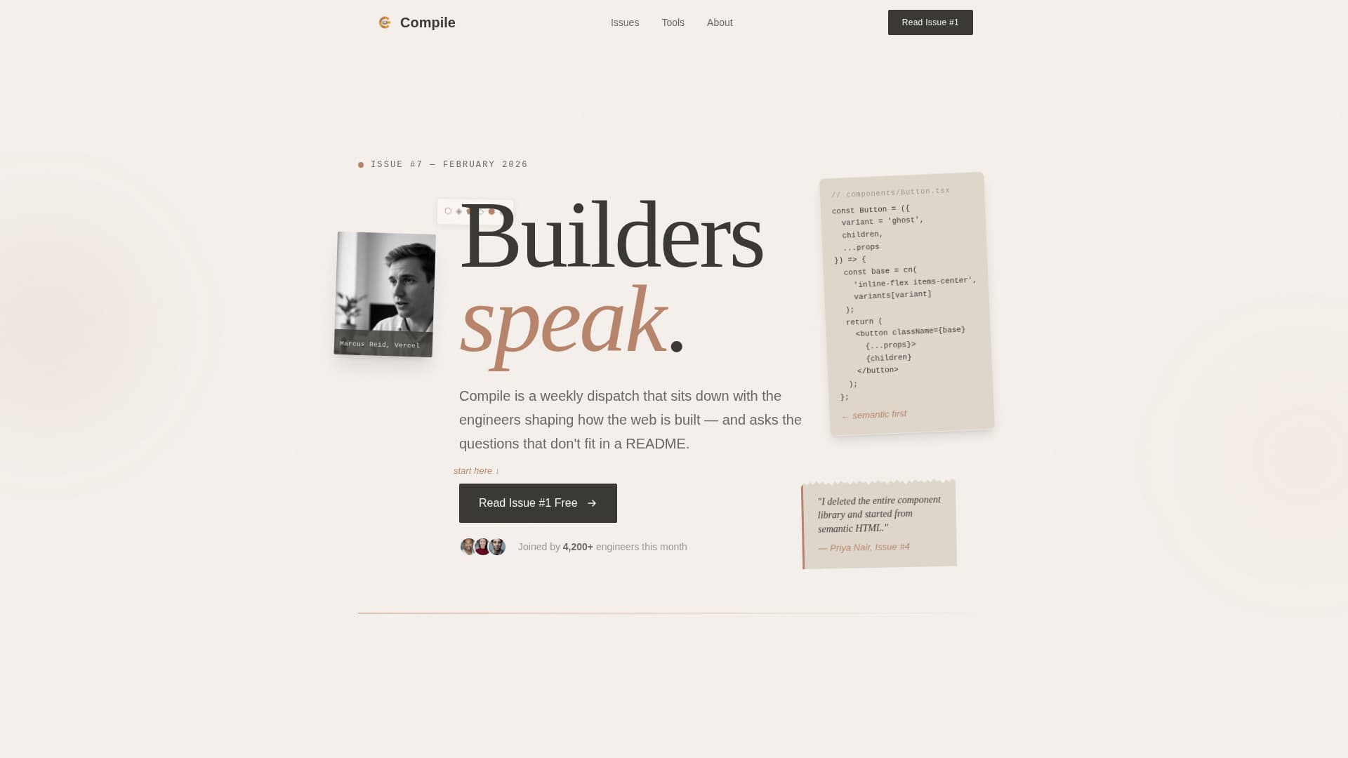 Compile - Artisan Front End Landing Page Template