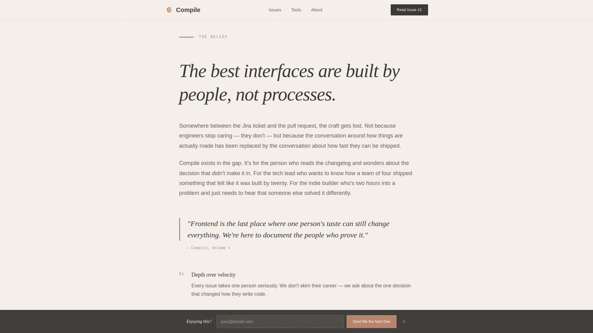 Compile - Artisan Front End Landing Page Template