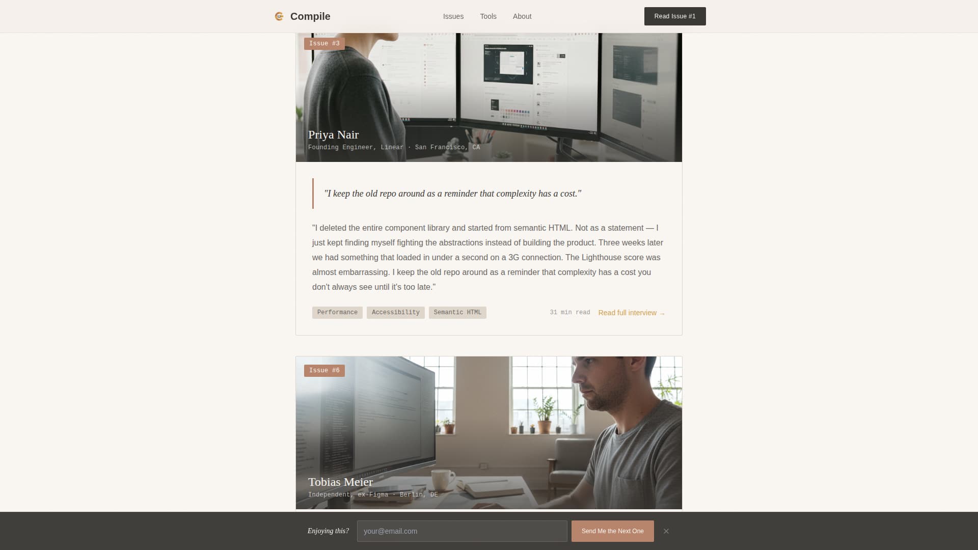 Compile - Artisan Front End Landing Page Template