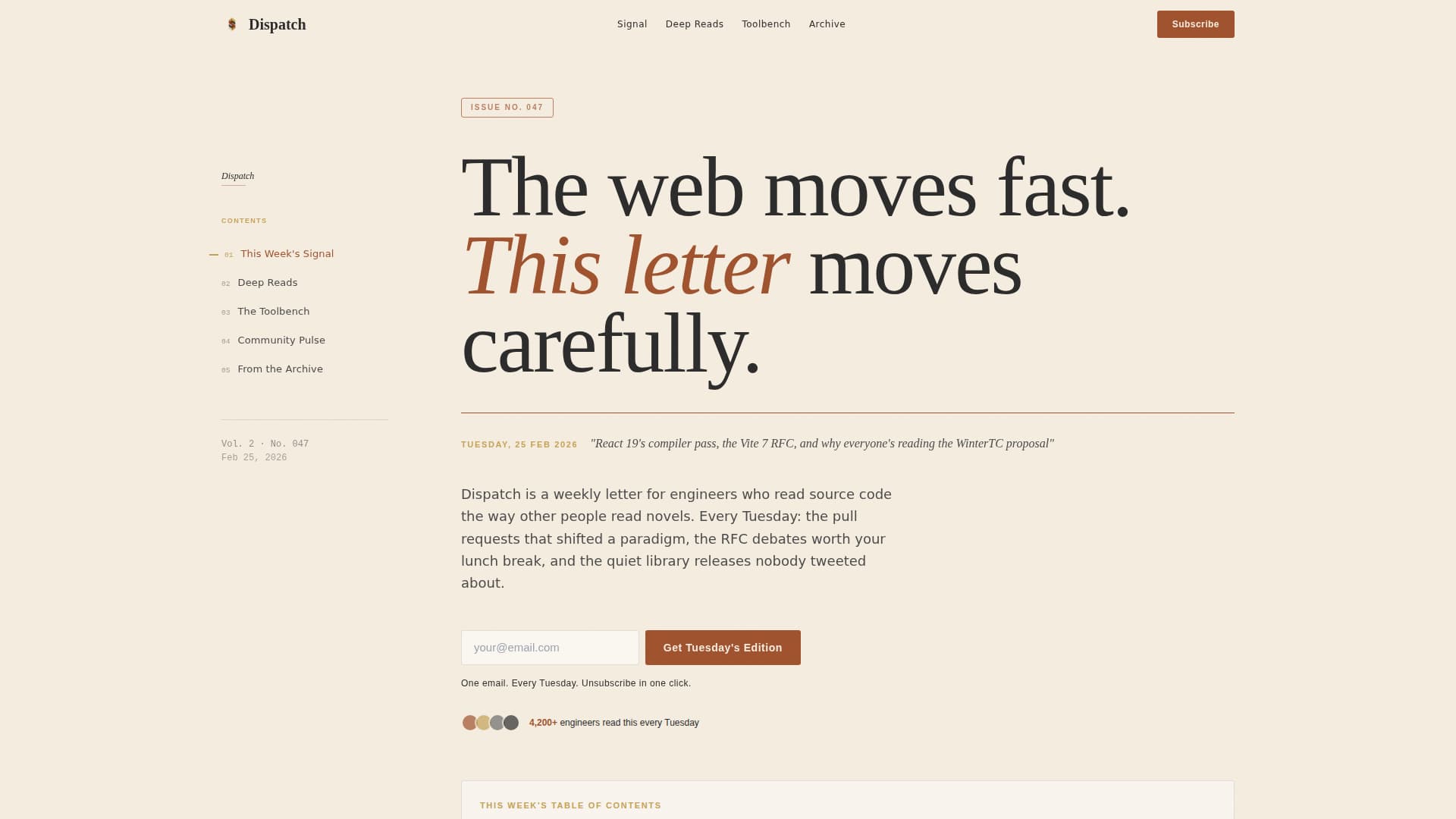 Dispatch - Artisan Front End Landing Page Template
