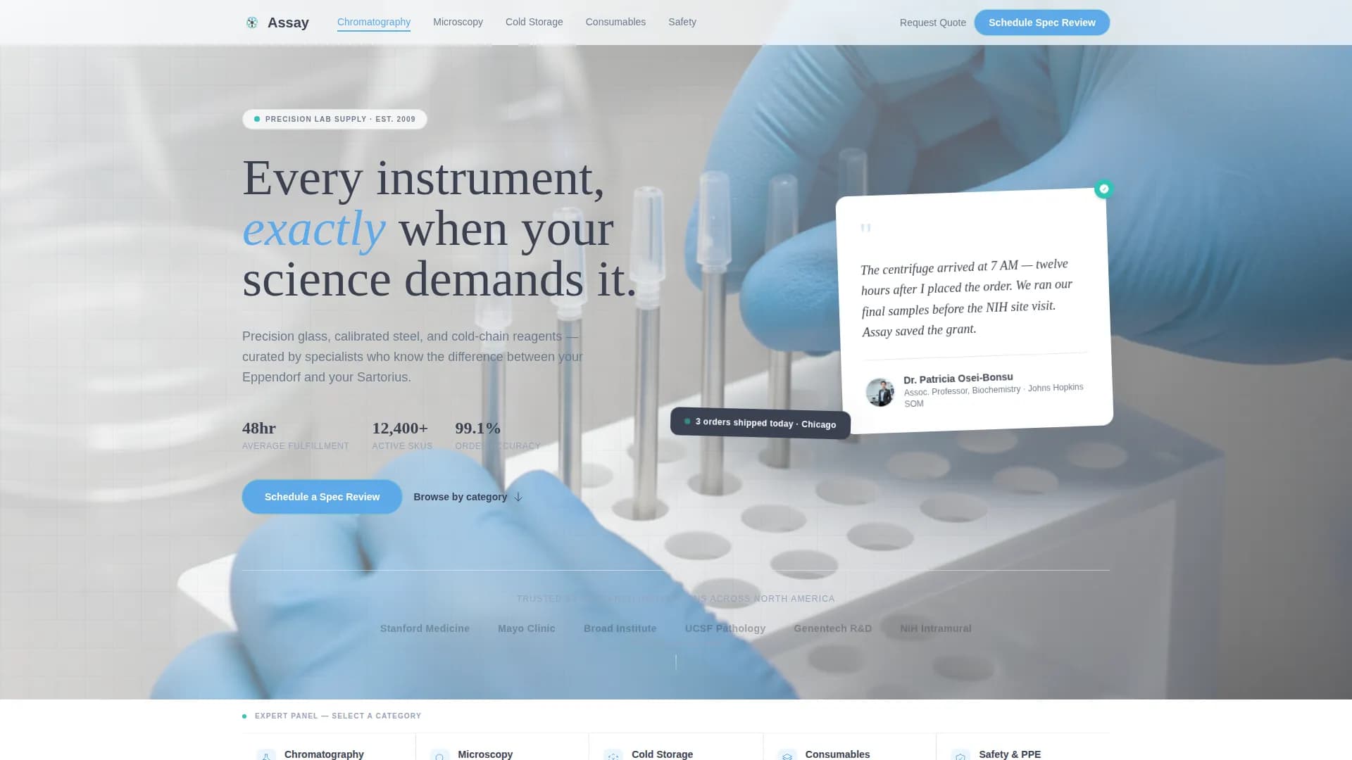 Assay - Lab Equipment Landing page Template