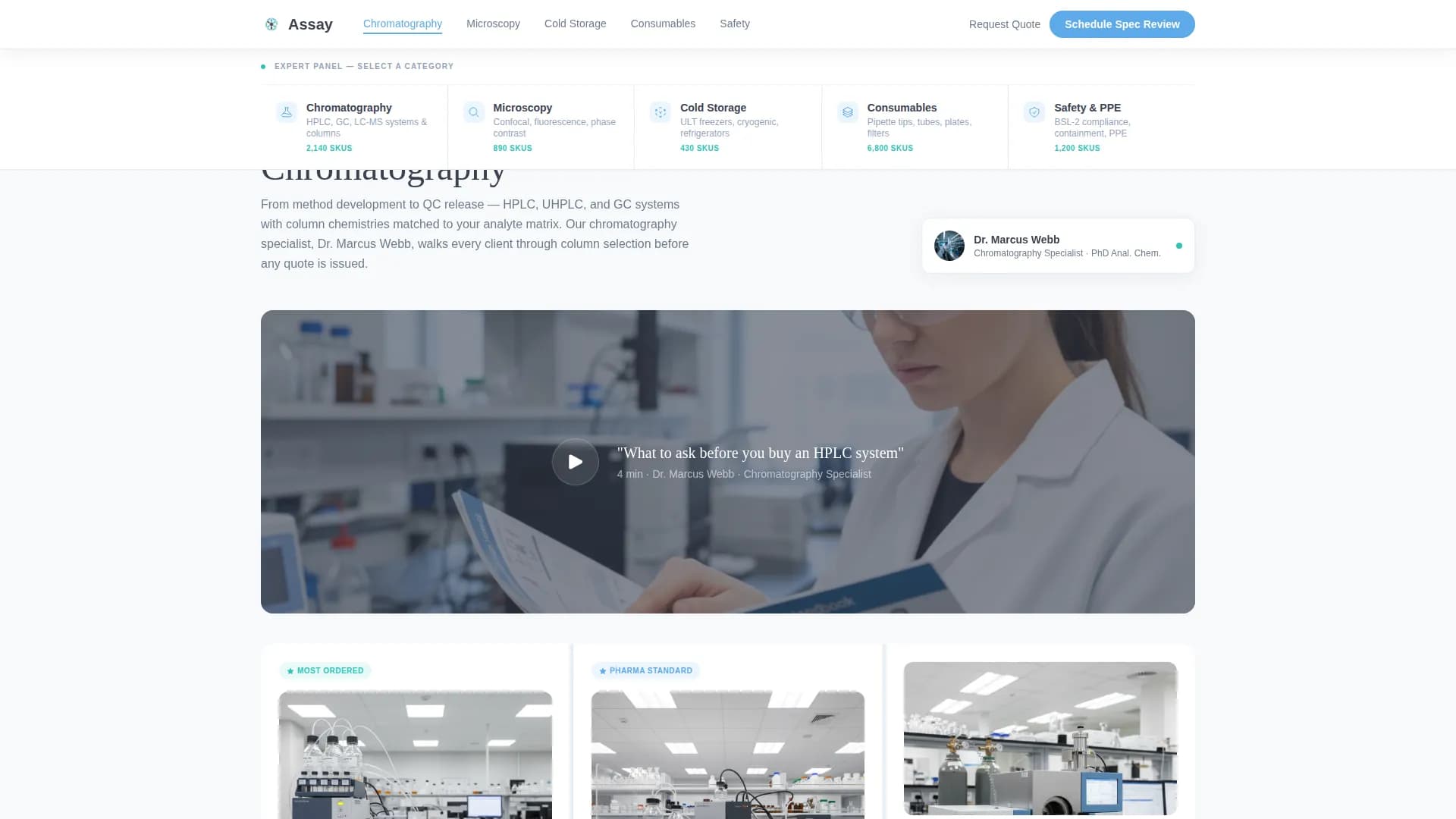 Assay - Lab Equipment Landing page Template