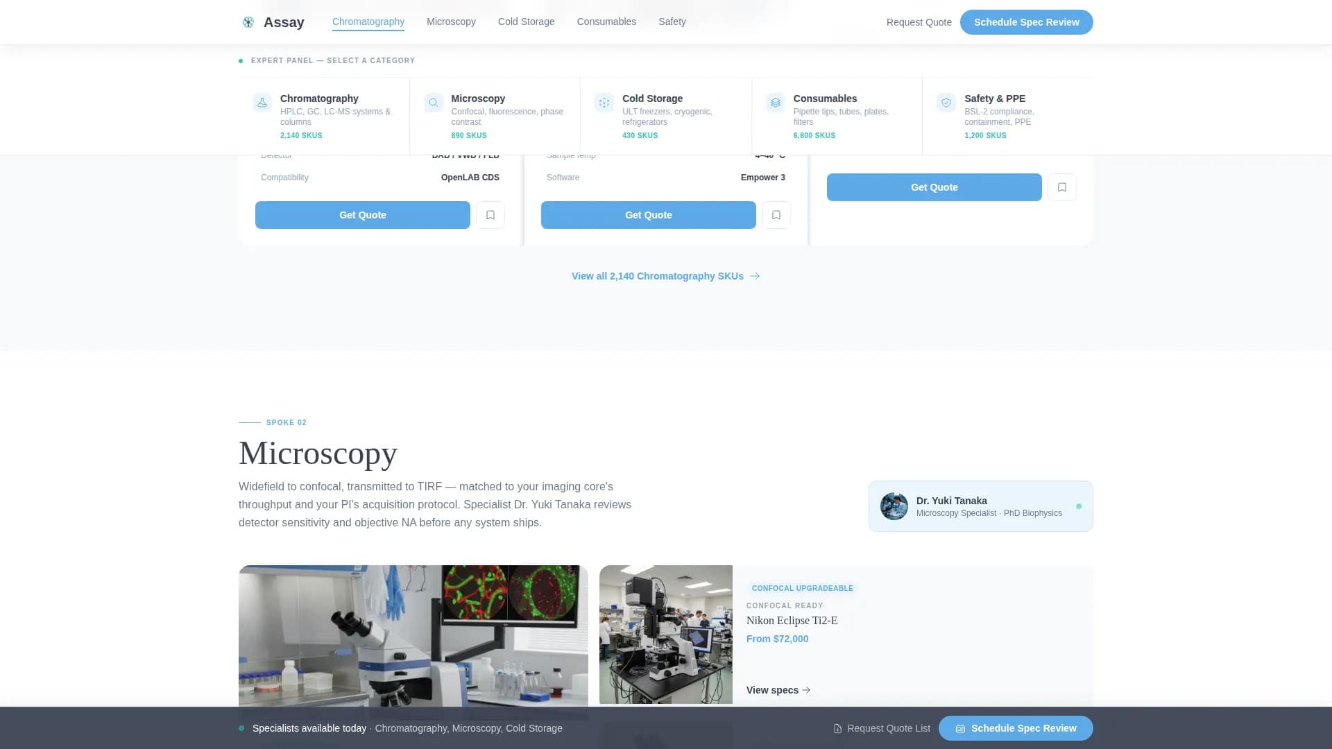 Assay - Lab Equipment Landing page Template