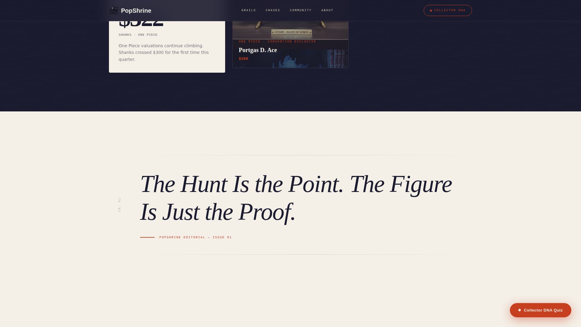 Popshrine - Curated Collector Landing Page Template