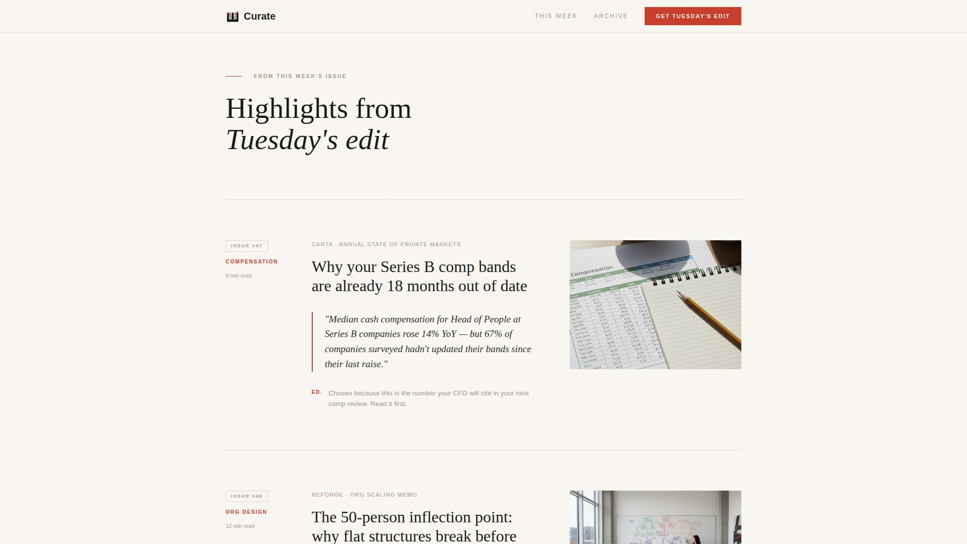 Curate - Authoritative HR Ops Landing Page Template