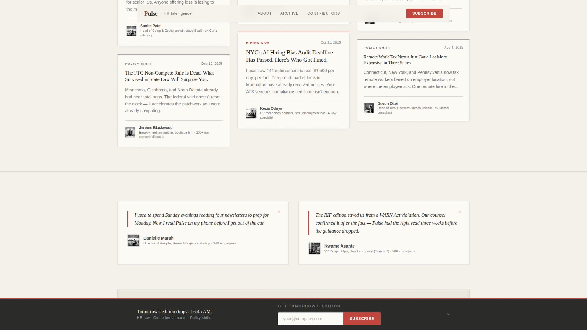 Pulse - Authoritative HR Newsletter Landing Page Template