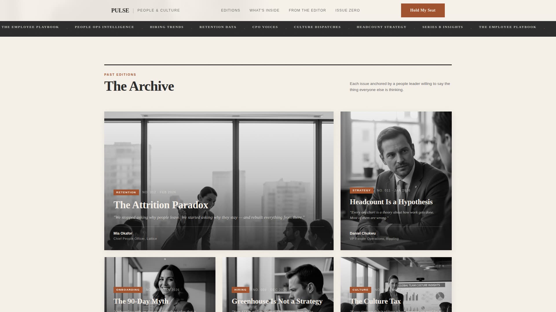 Pulse - Editorial HR Ops Landing Page Template