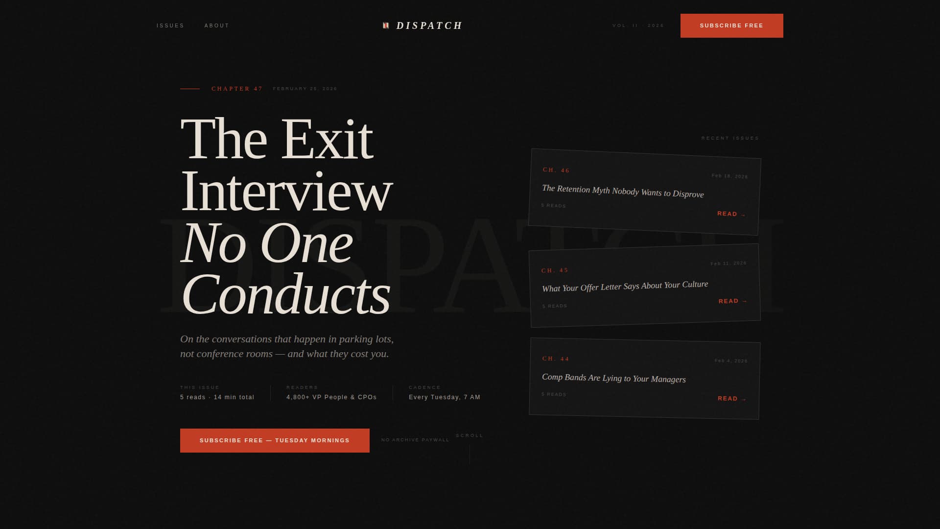 Dispatch - Curated HR Ops Landing Page Template
